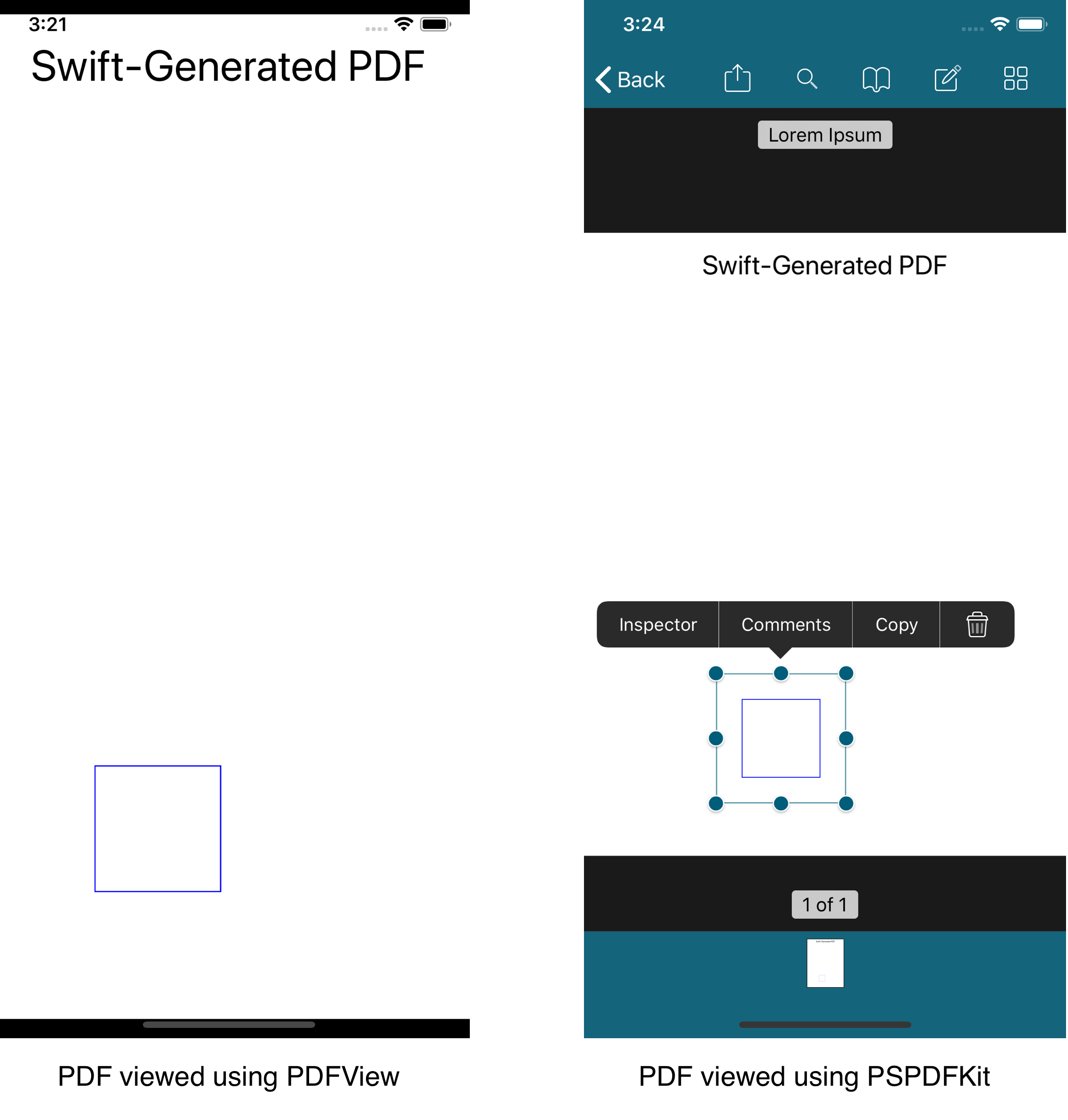 `PDFView` and Nutrient comparison