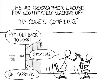 developer compiling comic