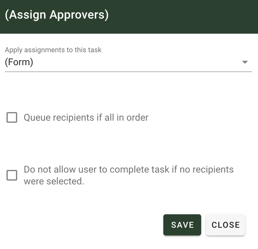 Task Assigner configuration dialog