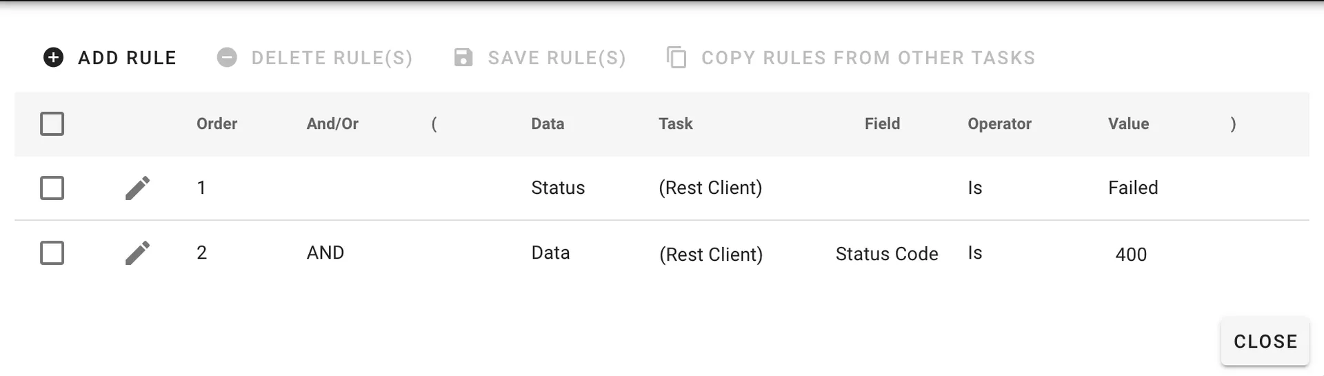 Rules configuration for 400 error milestone handling