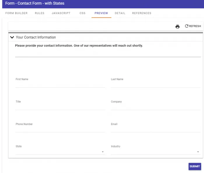 contact form