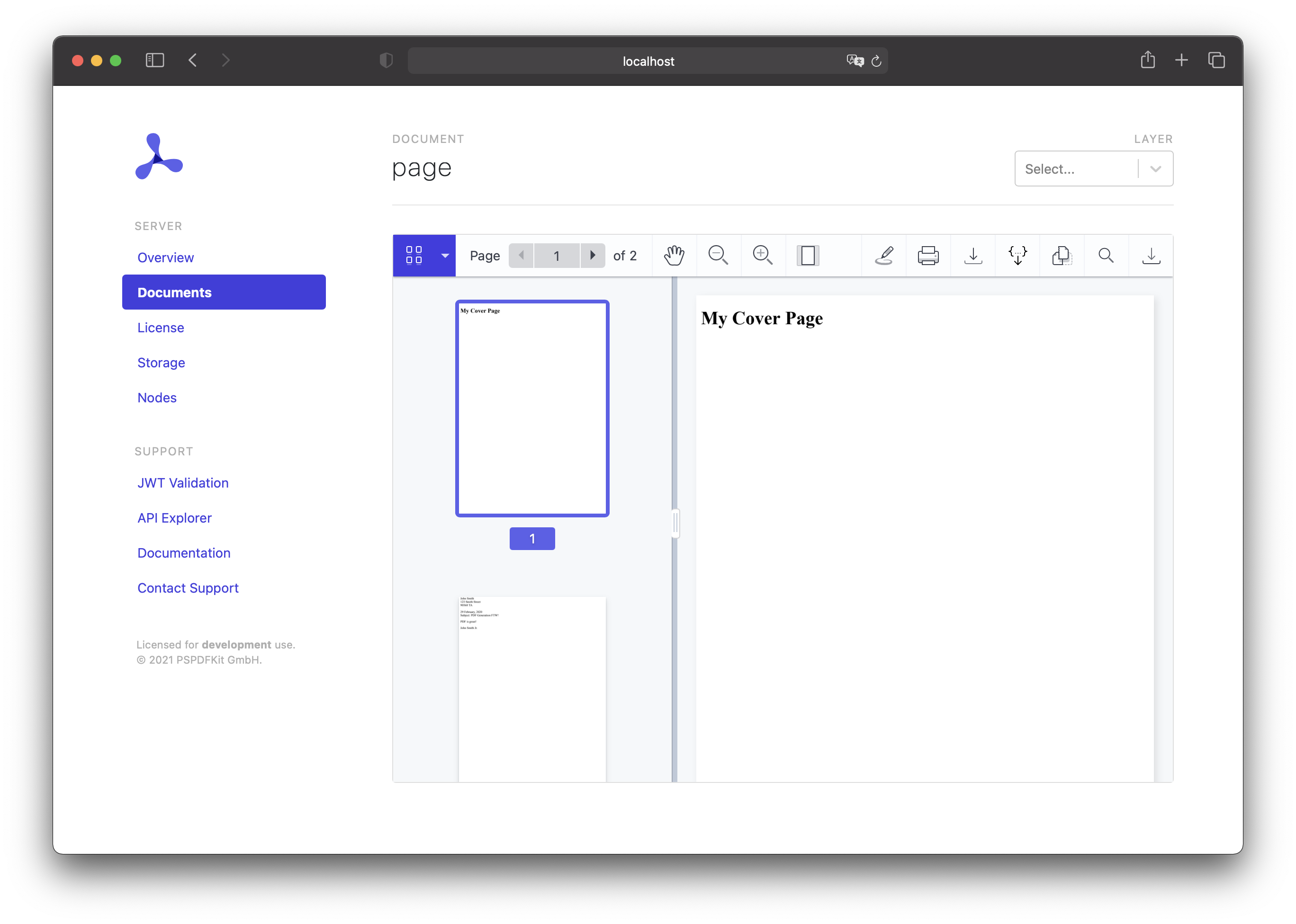 A PDF with a cover page