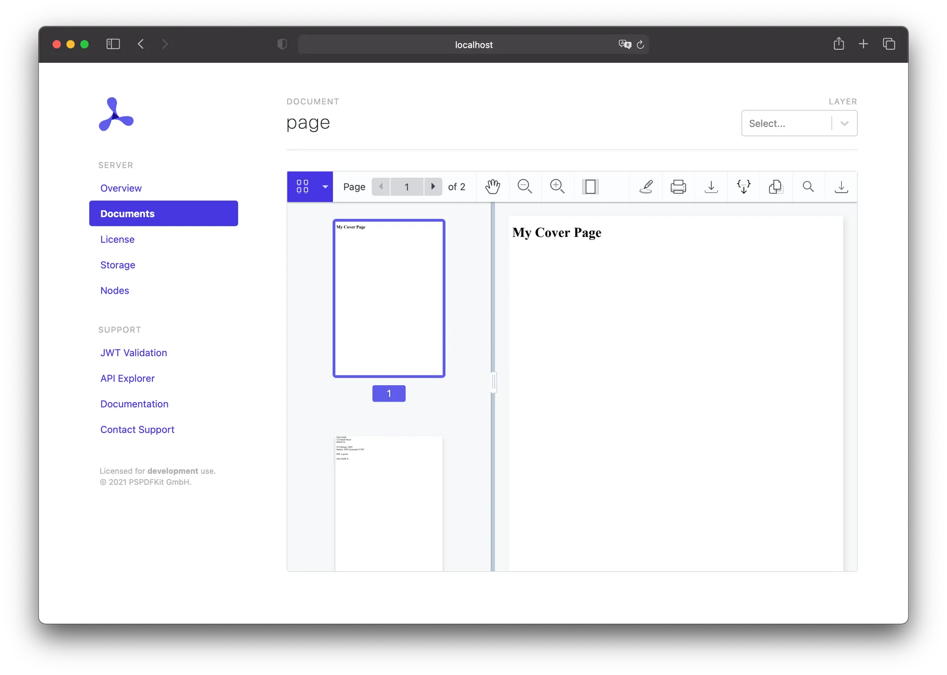 A PDF with a cover page