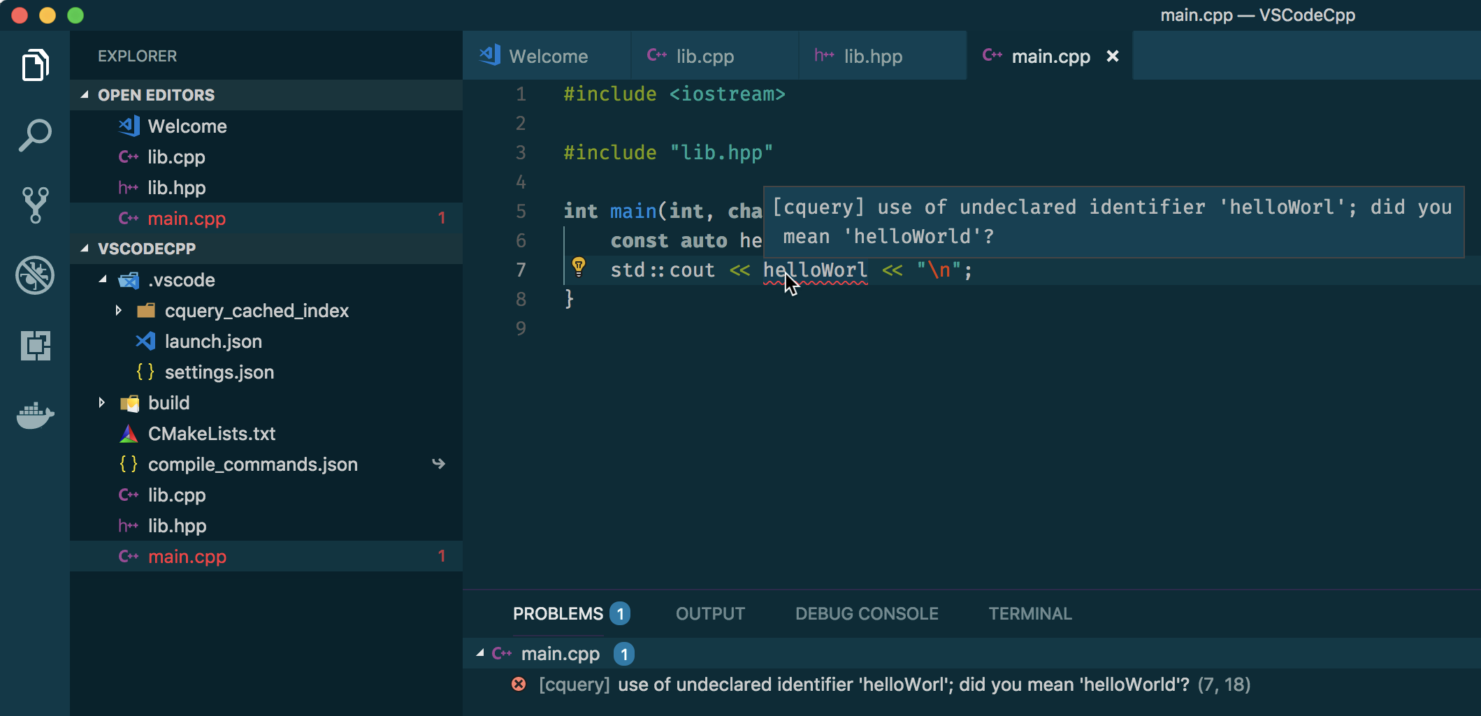 cquery showing a syntax error