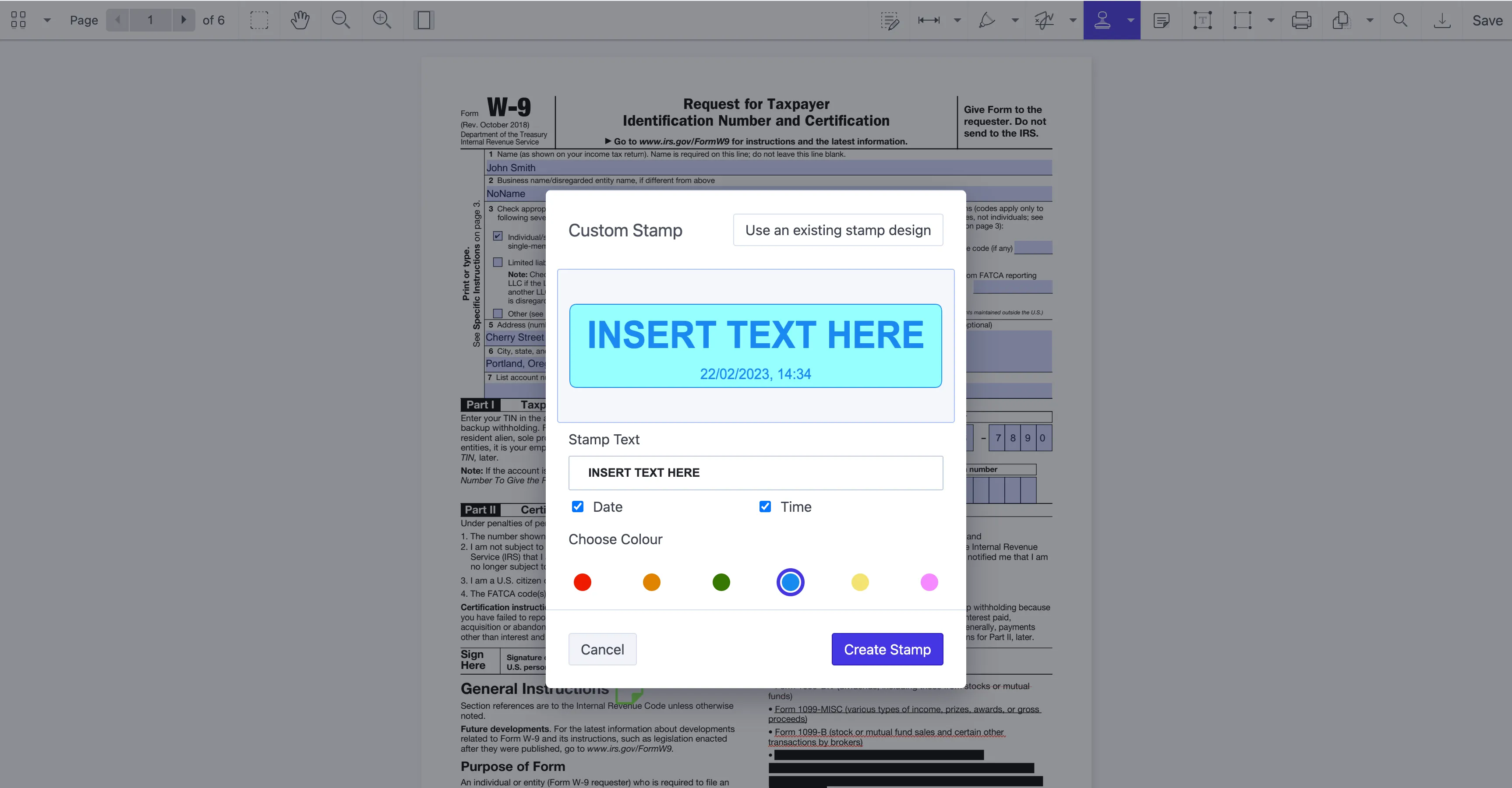 Add custom stamp