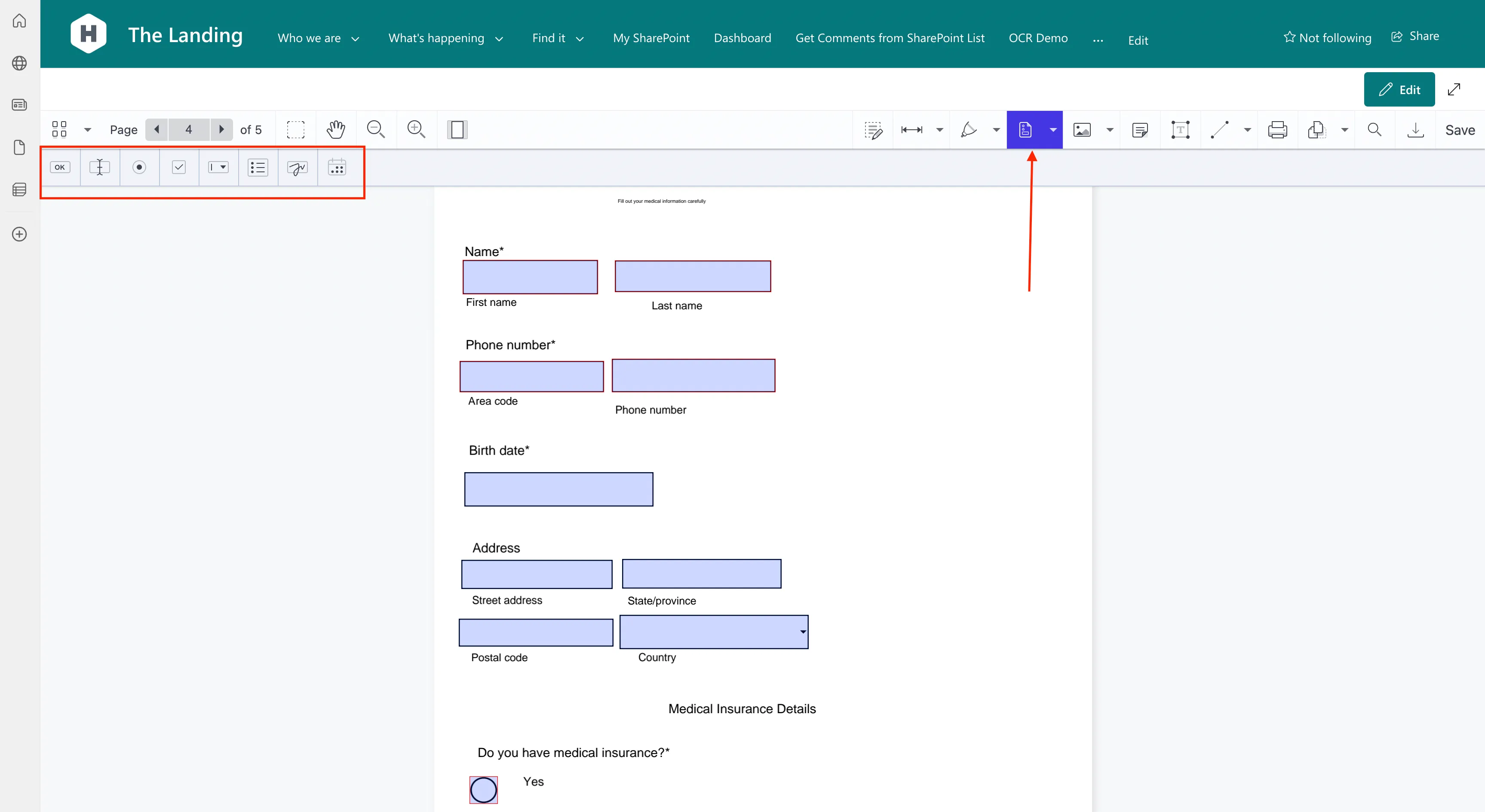 Create form fields