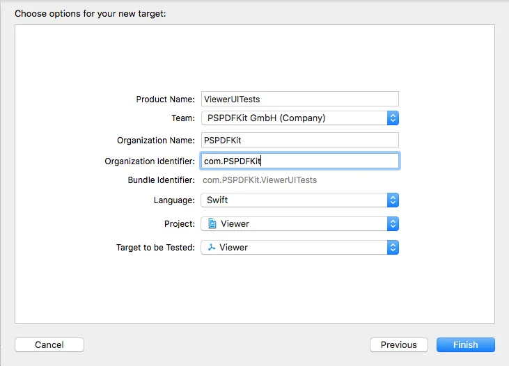 Choosing options for new target