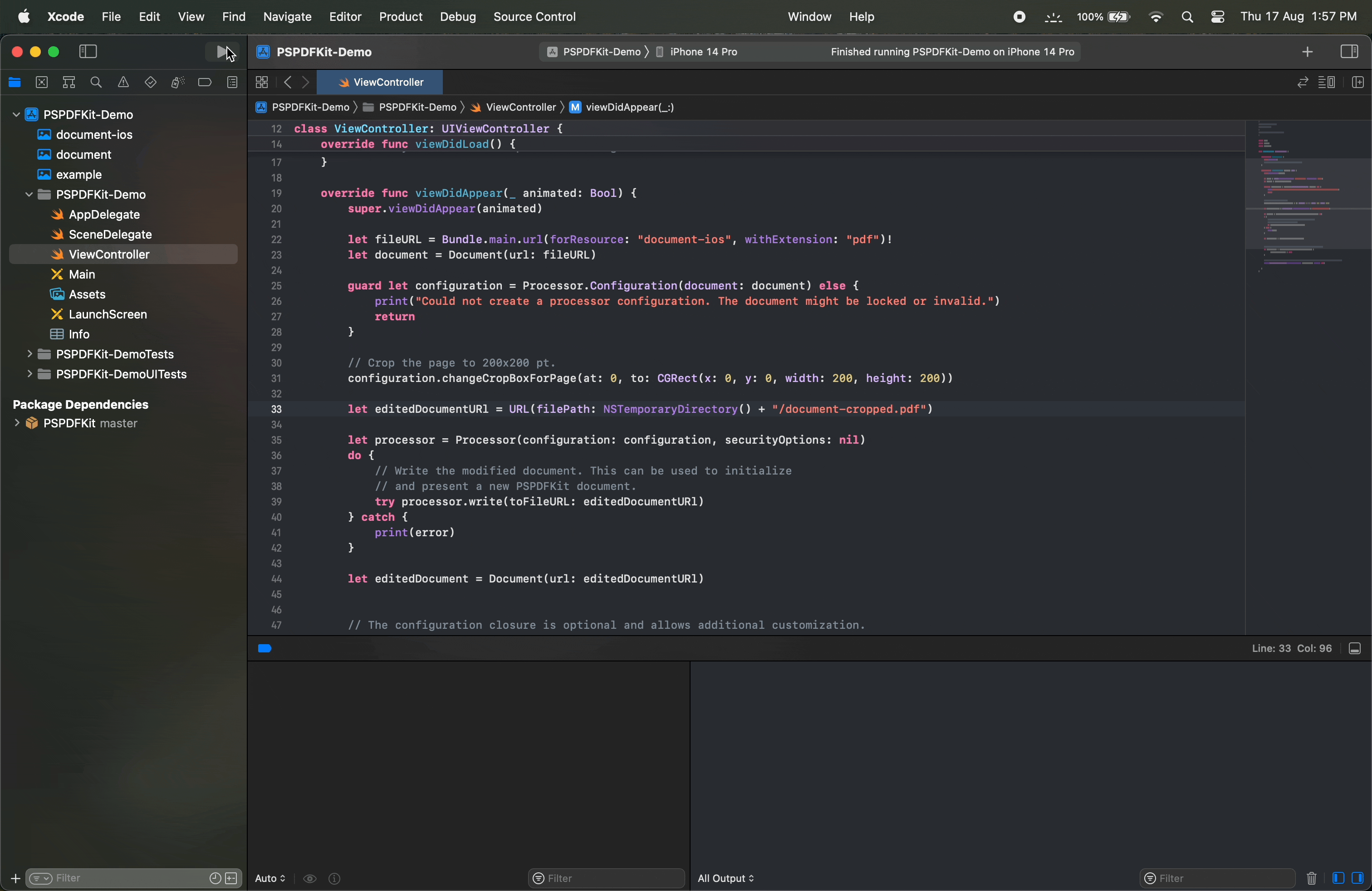 gif showing the working example on a simulator