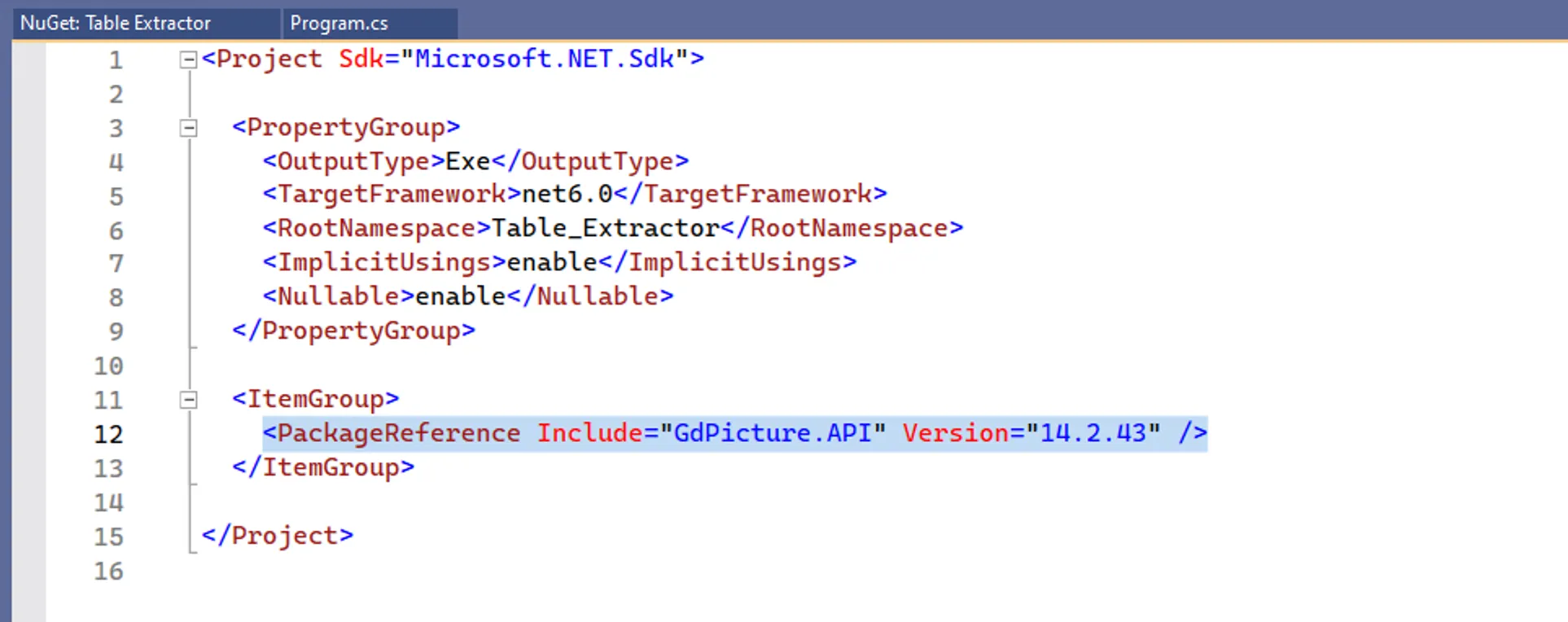 csproj file