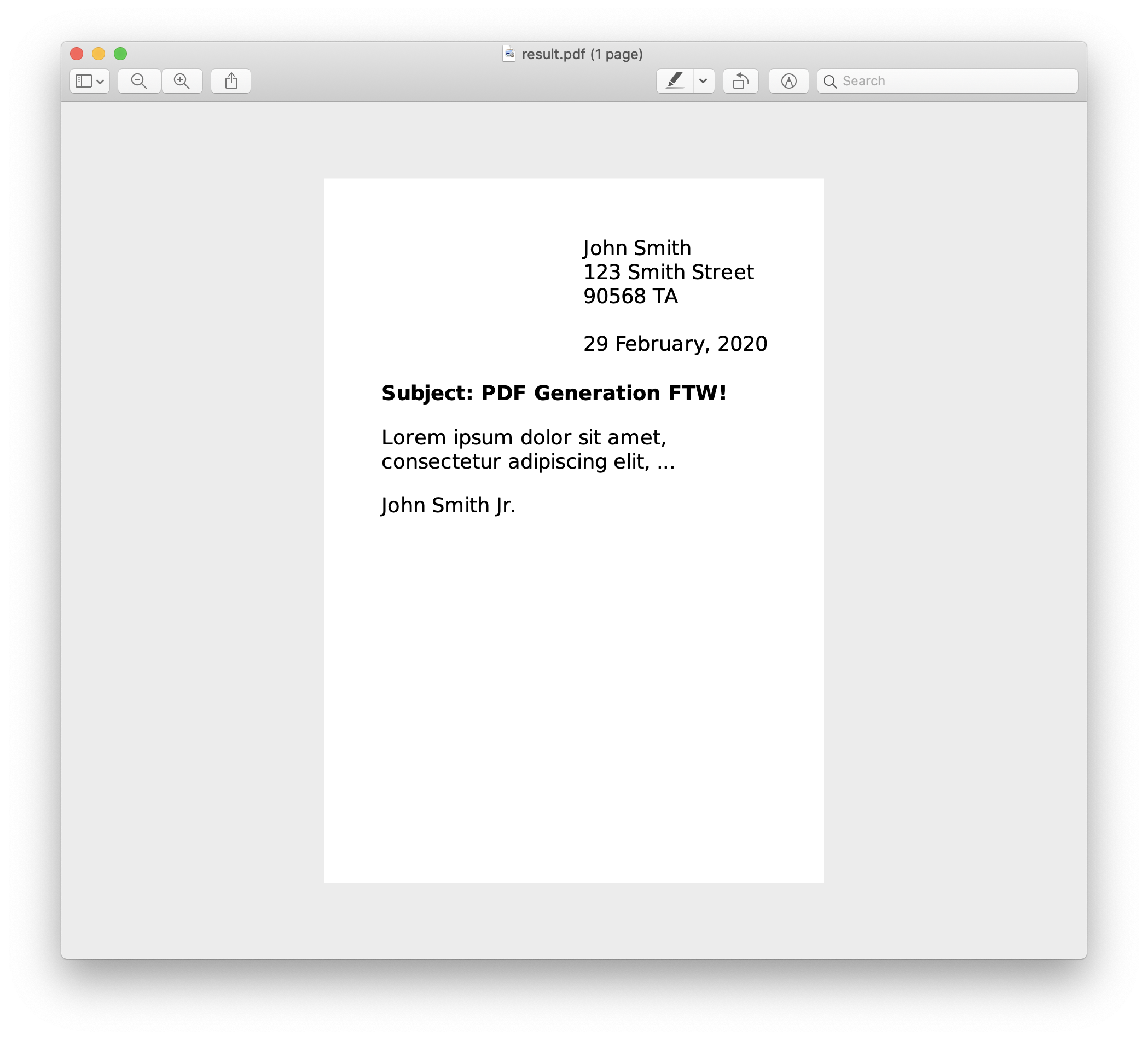 A letter with CSS styles example