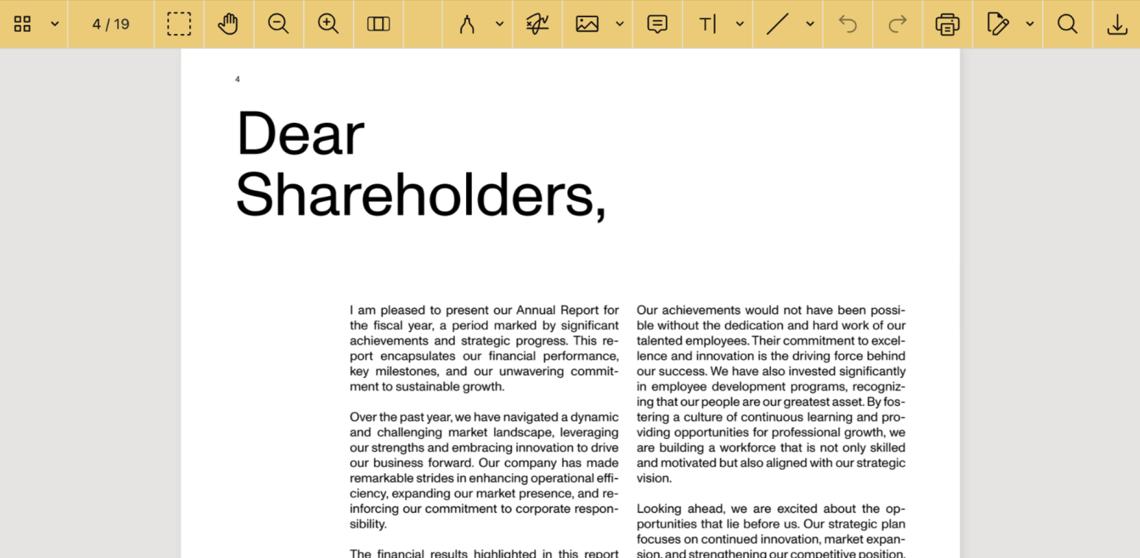Toolbar with configured background color