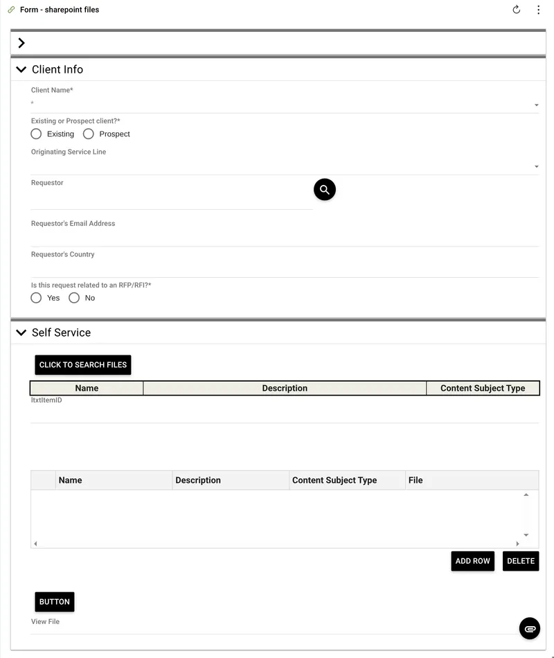 DashForm widget displaying embedded form preview with form name in header