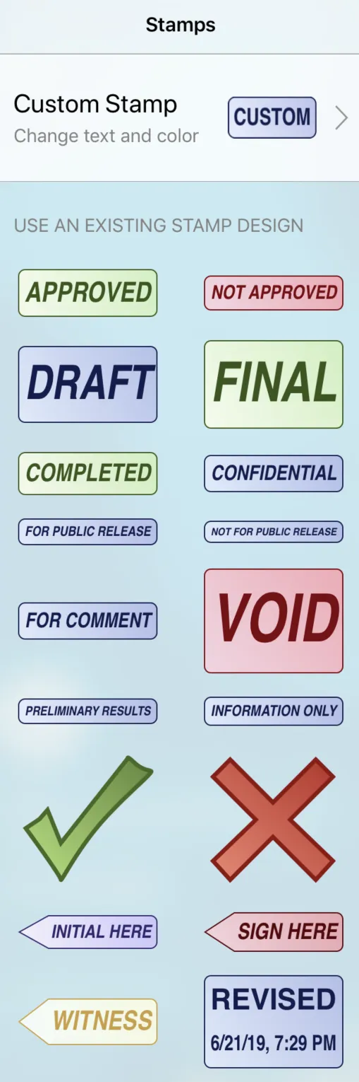 Default Stamps