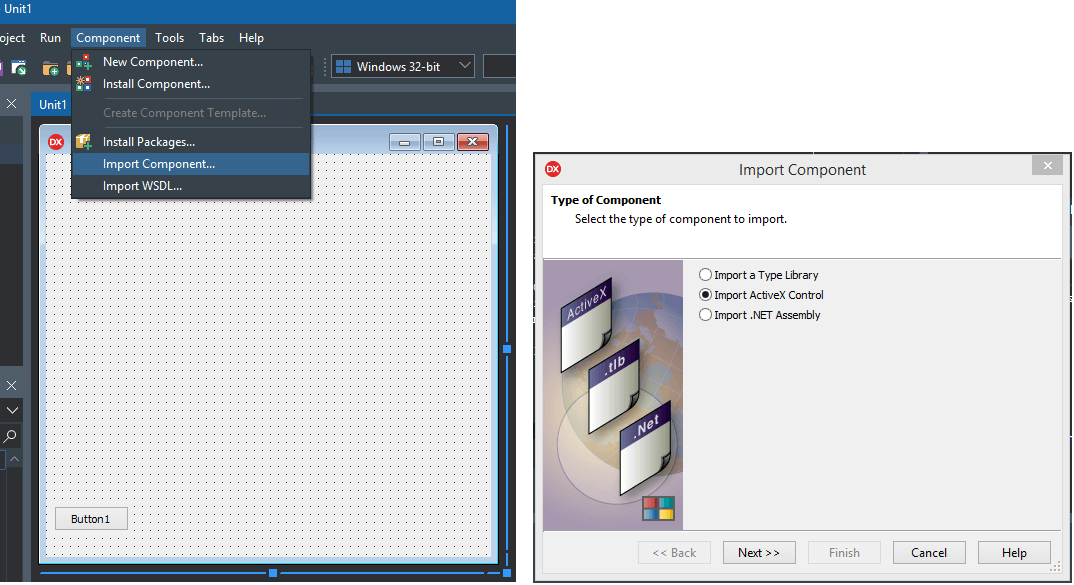 Select Component > Import Component > Import ActiveX Control > Next