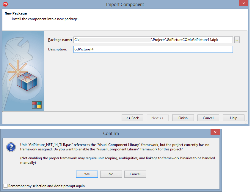 Add the package name and confirm