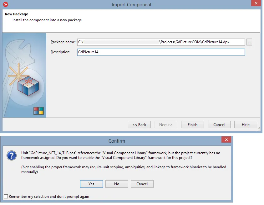 Add the package name and confirm