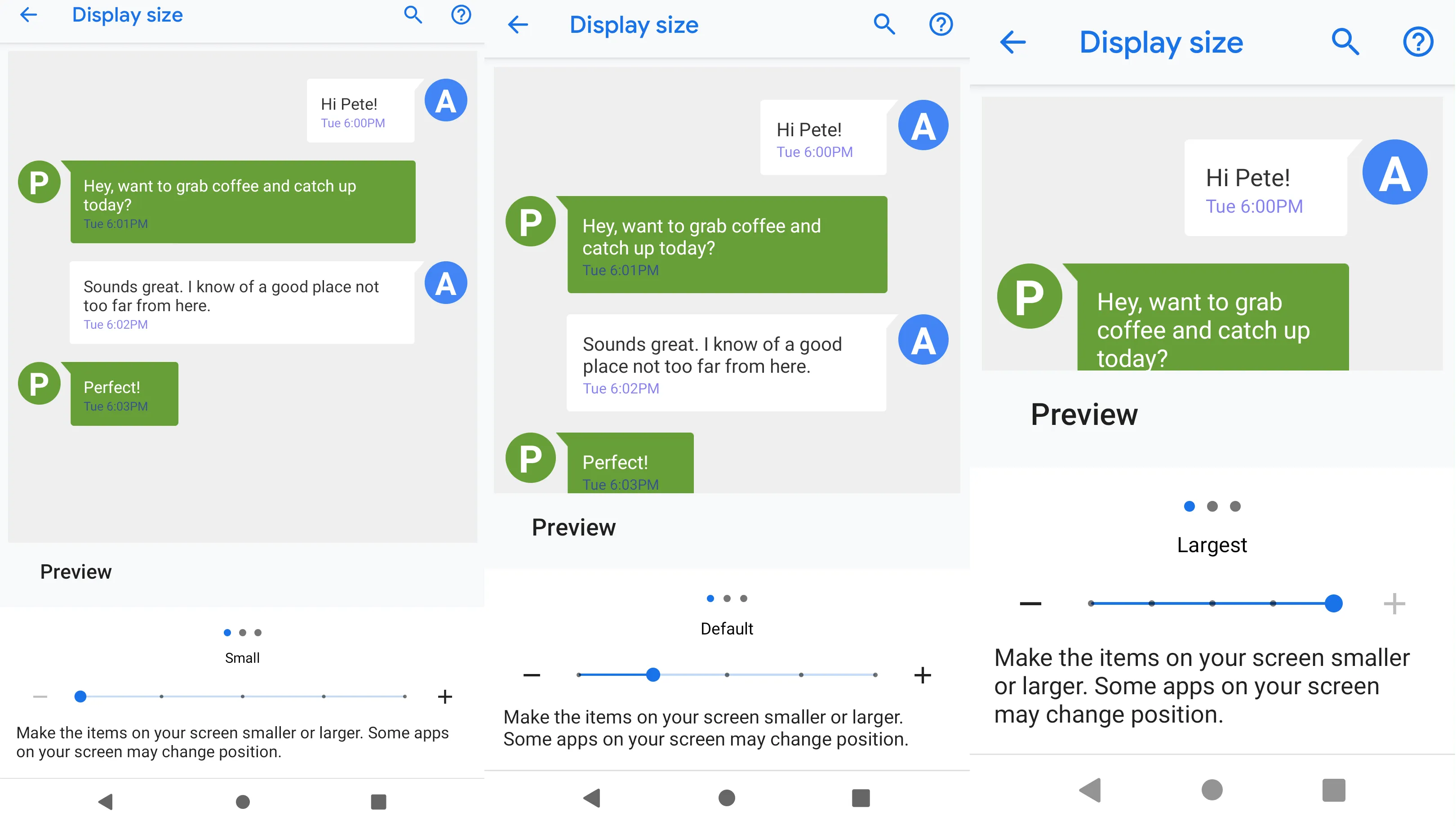 Display size setting
