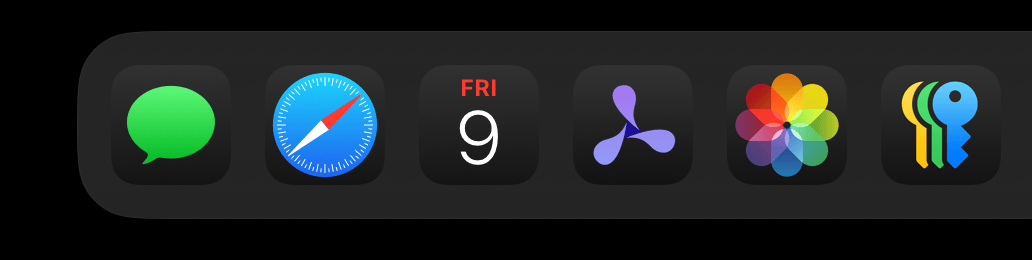 Dark app icons in the dock