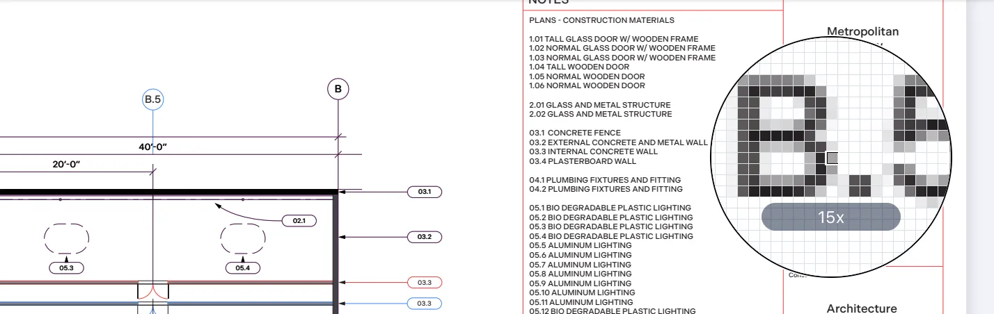 Document Comparison page magnifier.