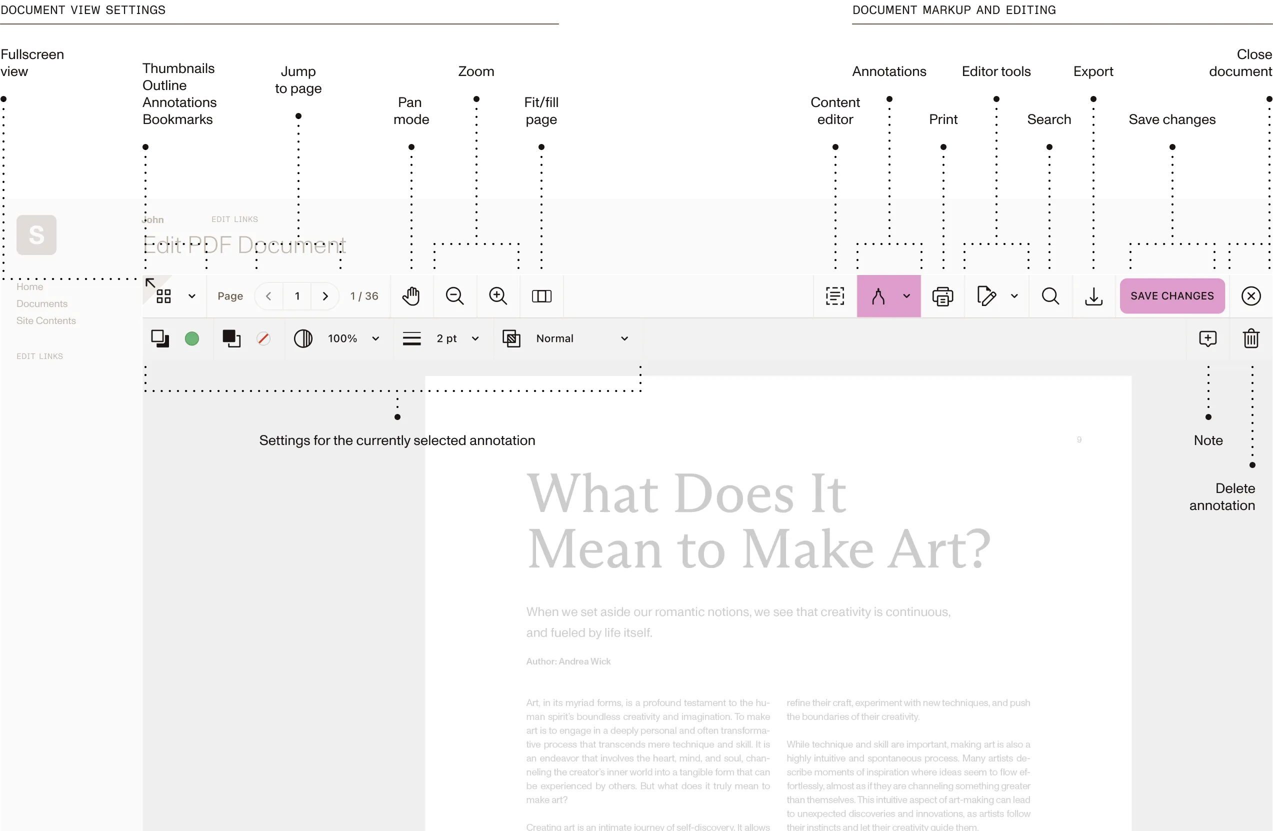 Document Editor user interface