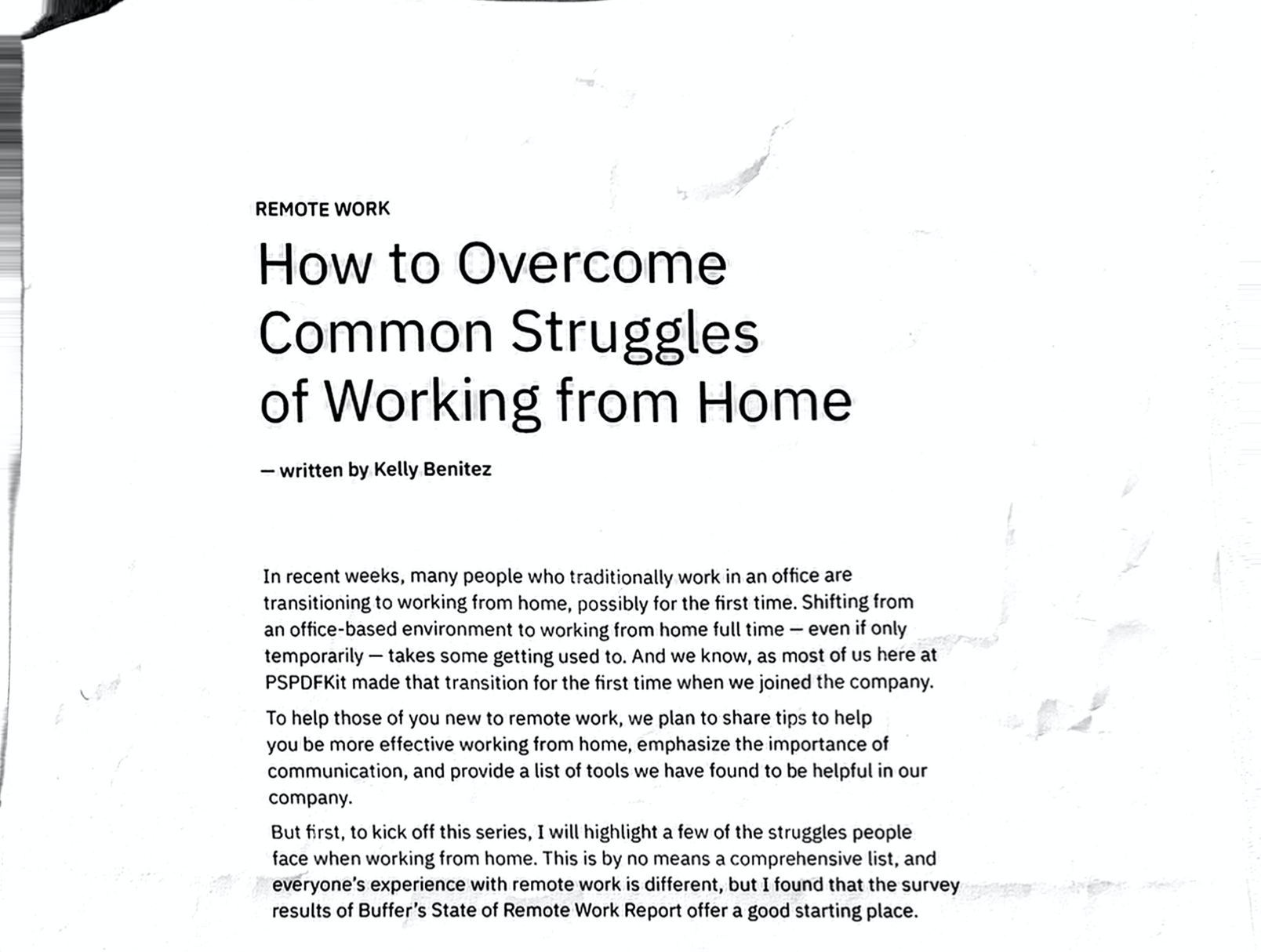 Screenshot of sample scanned PDF document