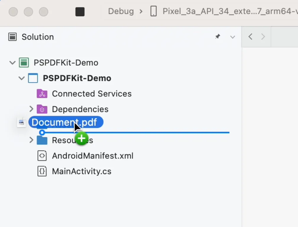 Drag and drop document to display in Visual Studio