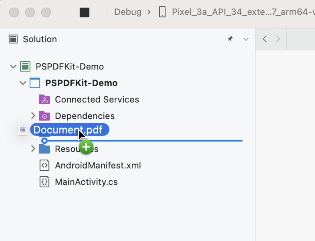 Drag and drop document to display in Visual Studio