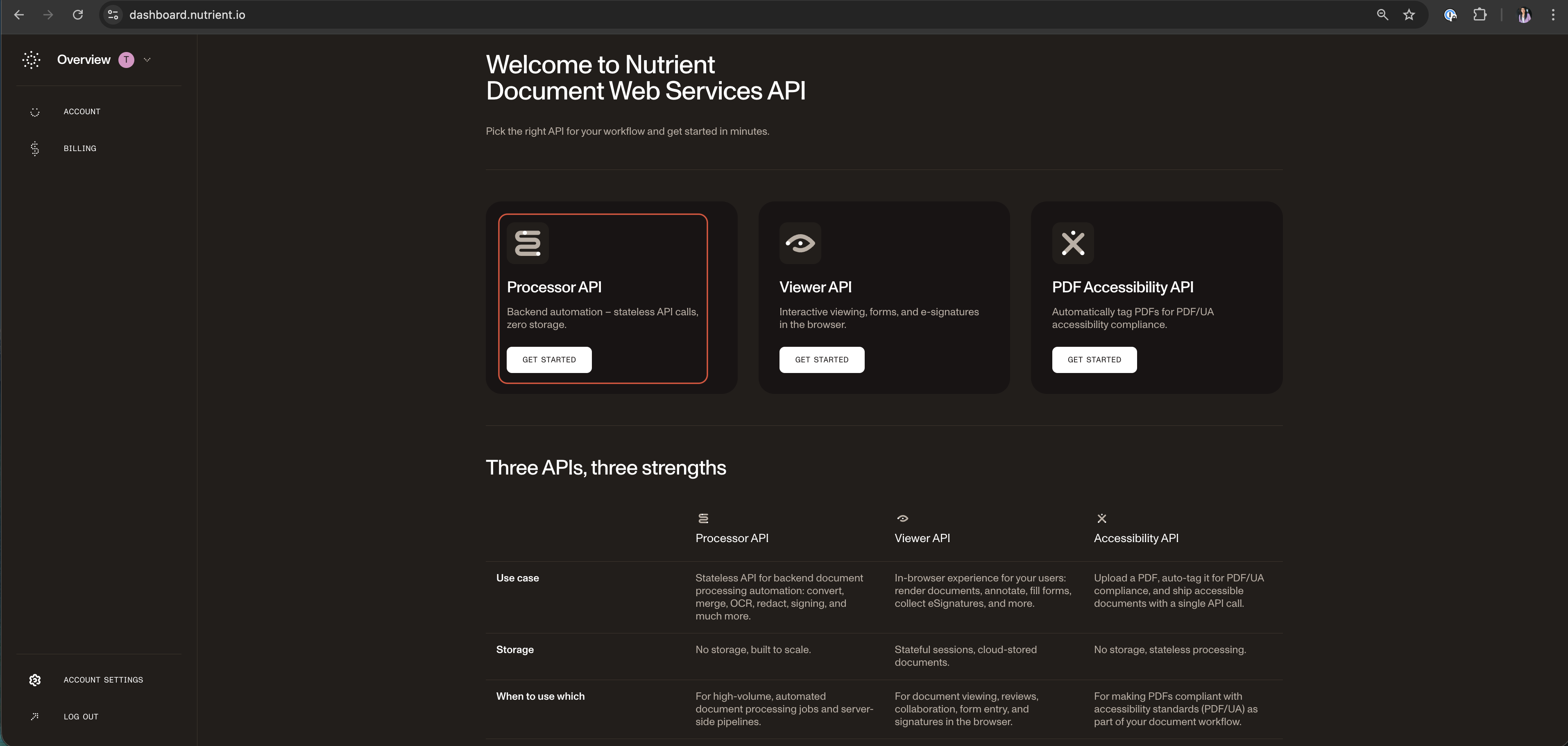 DWS Processor API card
