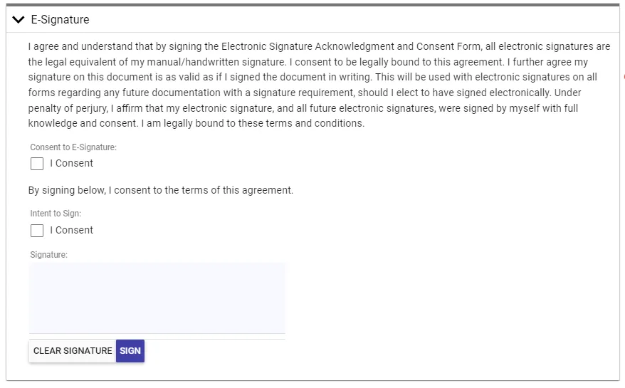 e-signature form