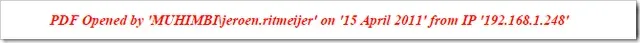 Sample watermark with user specific data
