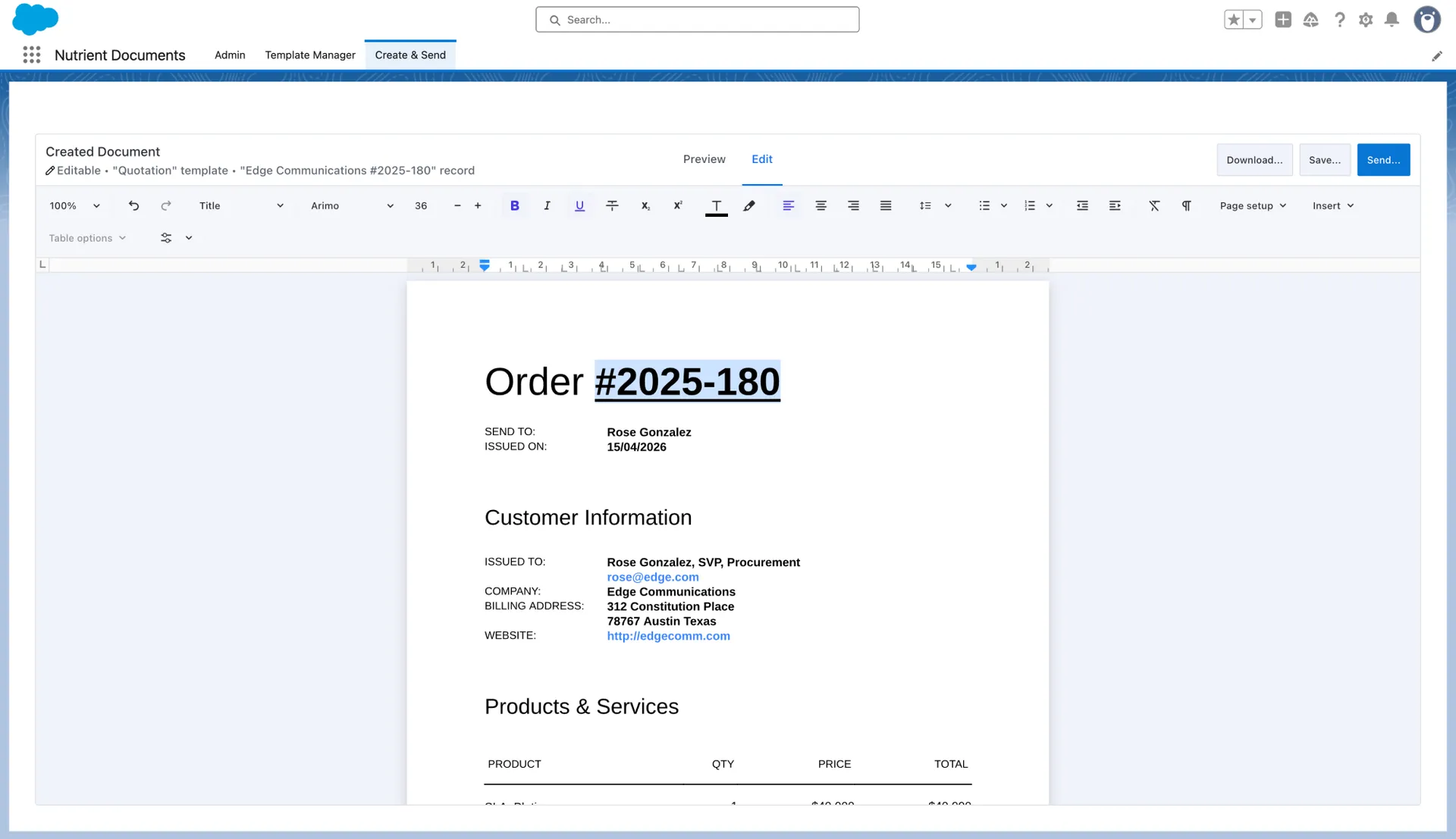 Editing and previewing the generated document