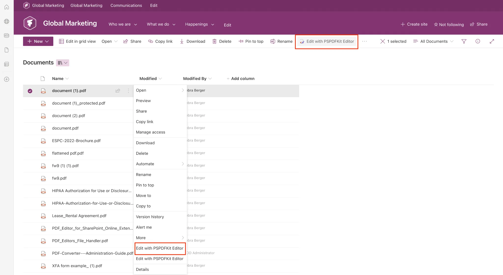Edit PDFs in SharePoint