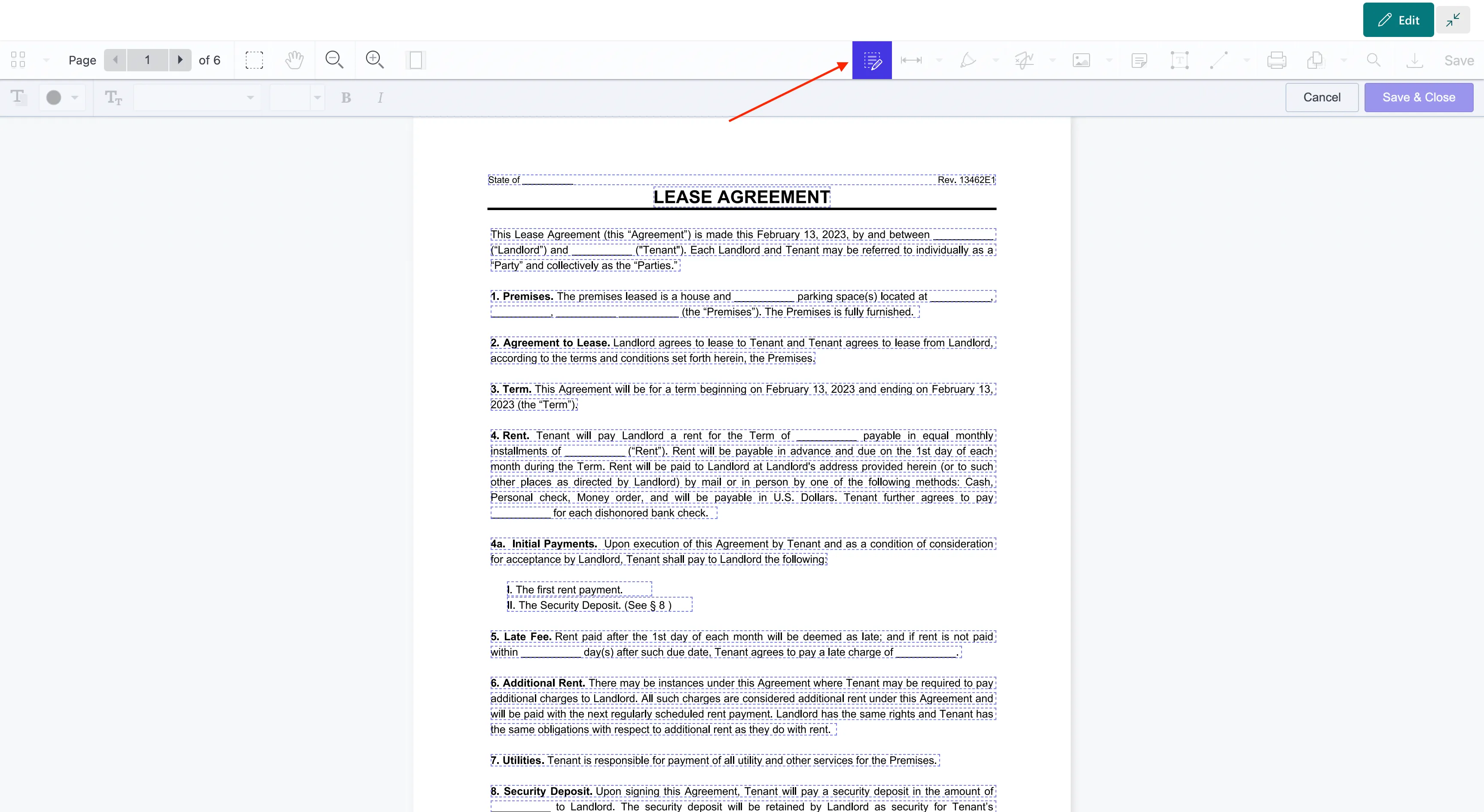 Edit text in PDFs