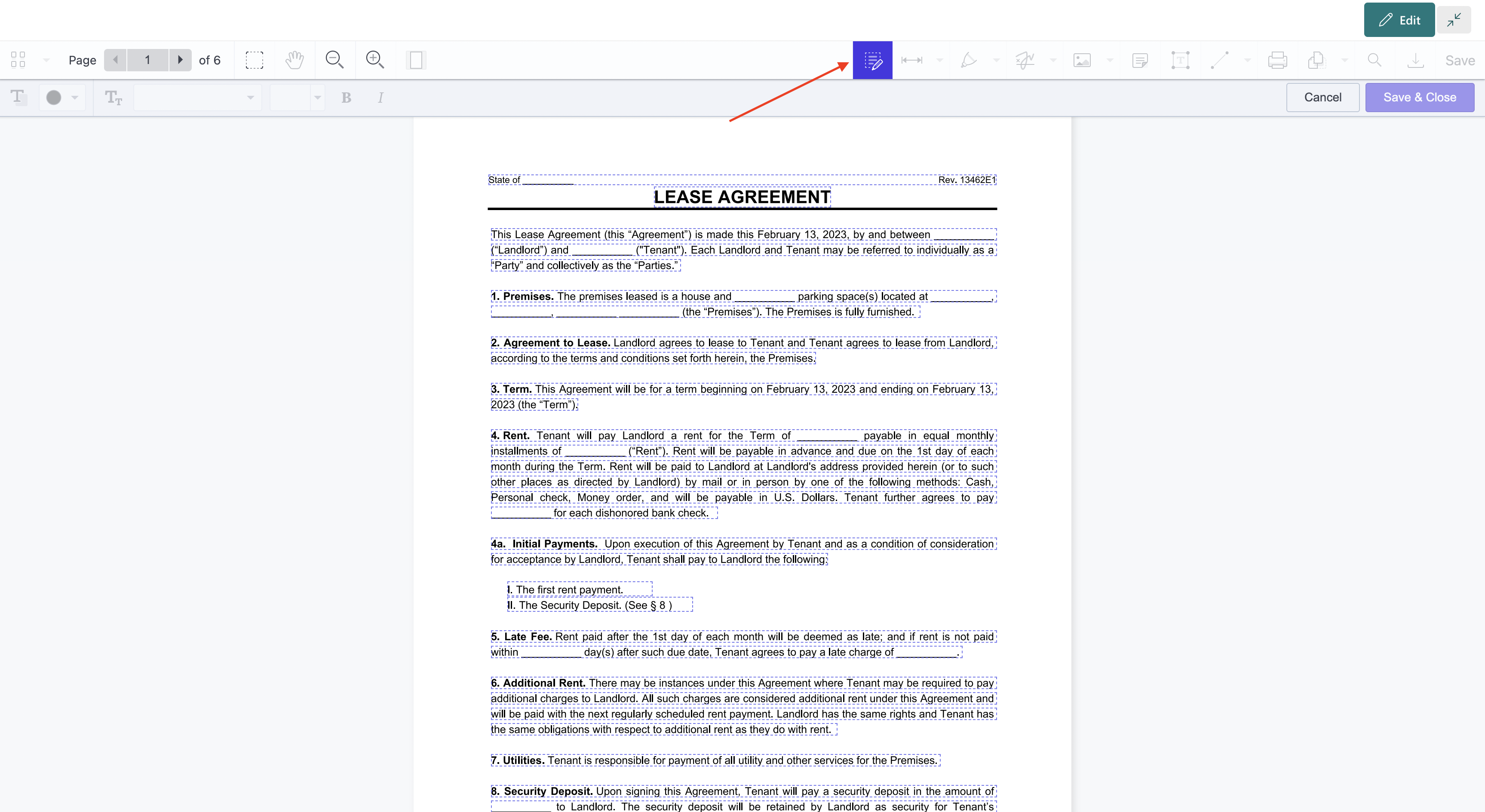 Edit text in PDFs
