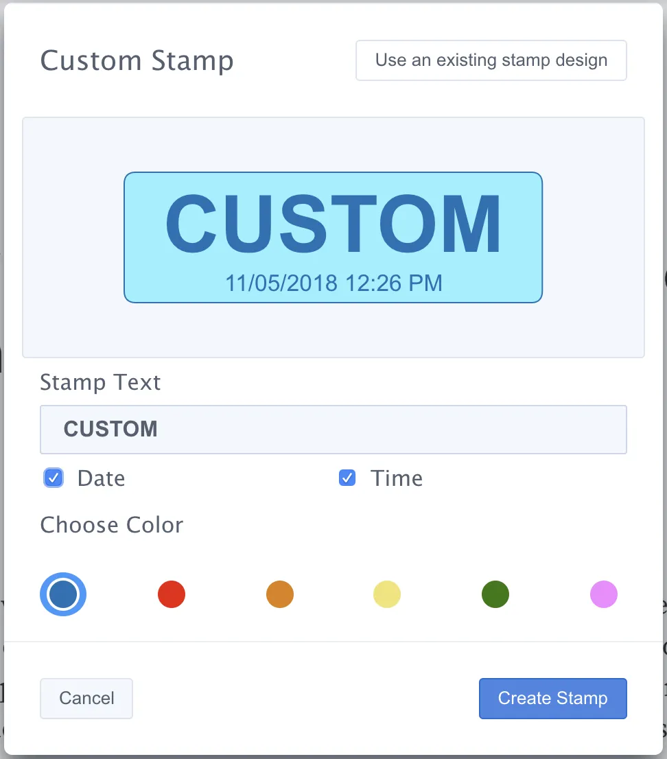 Custom Stamp Annotation Editor UI