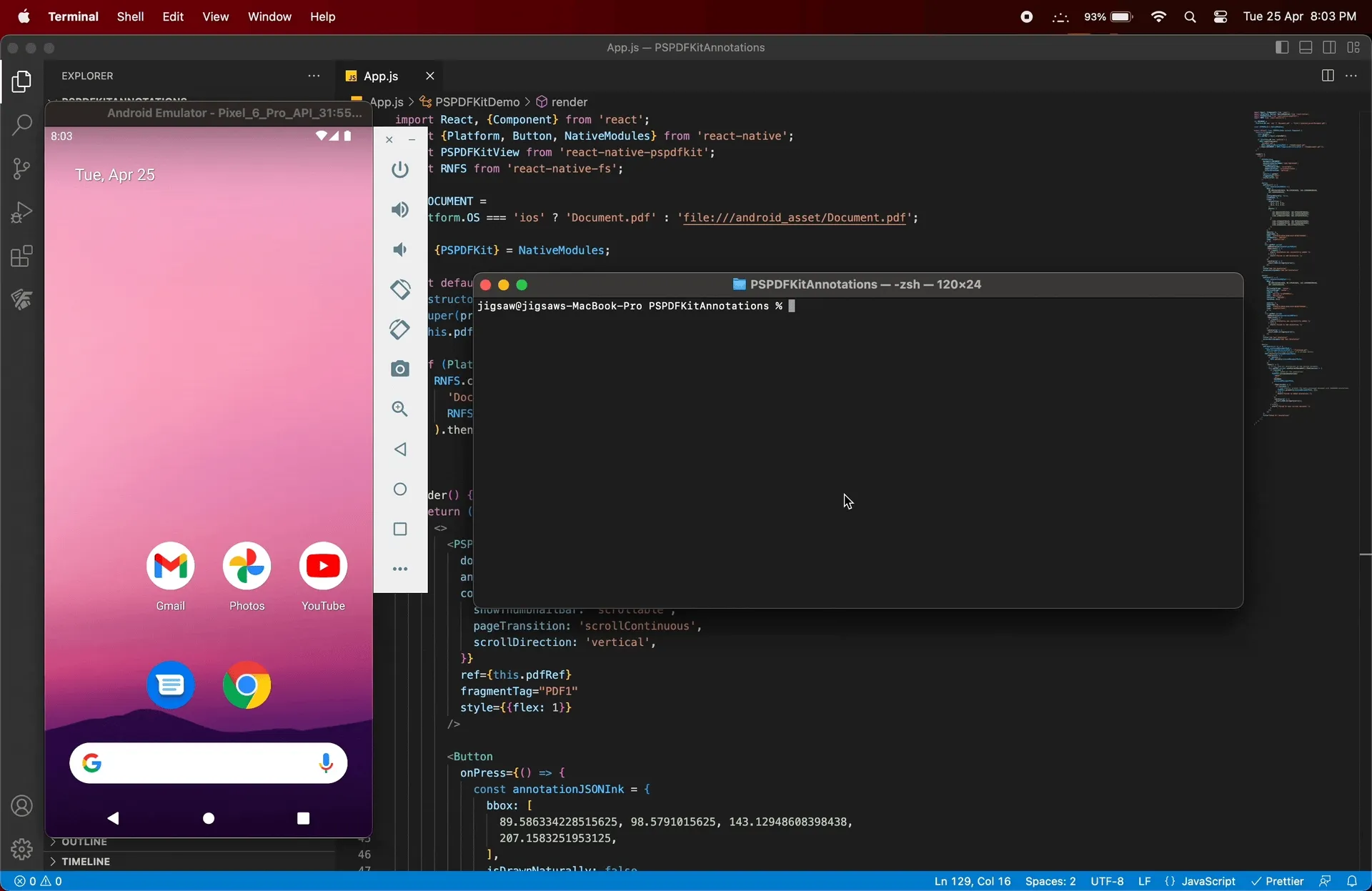 GIF showing the result of 'npx react-native run-ios'
