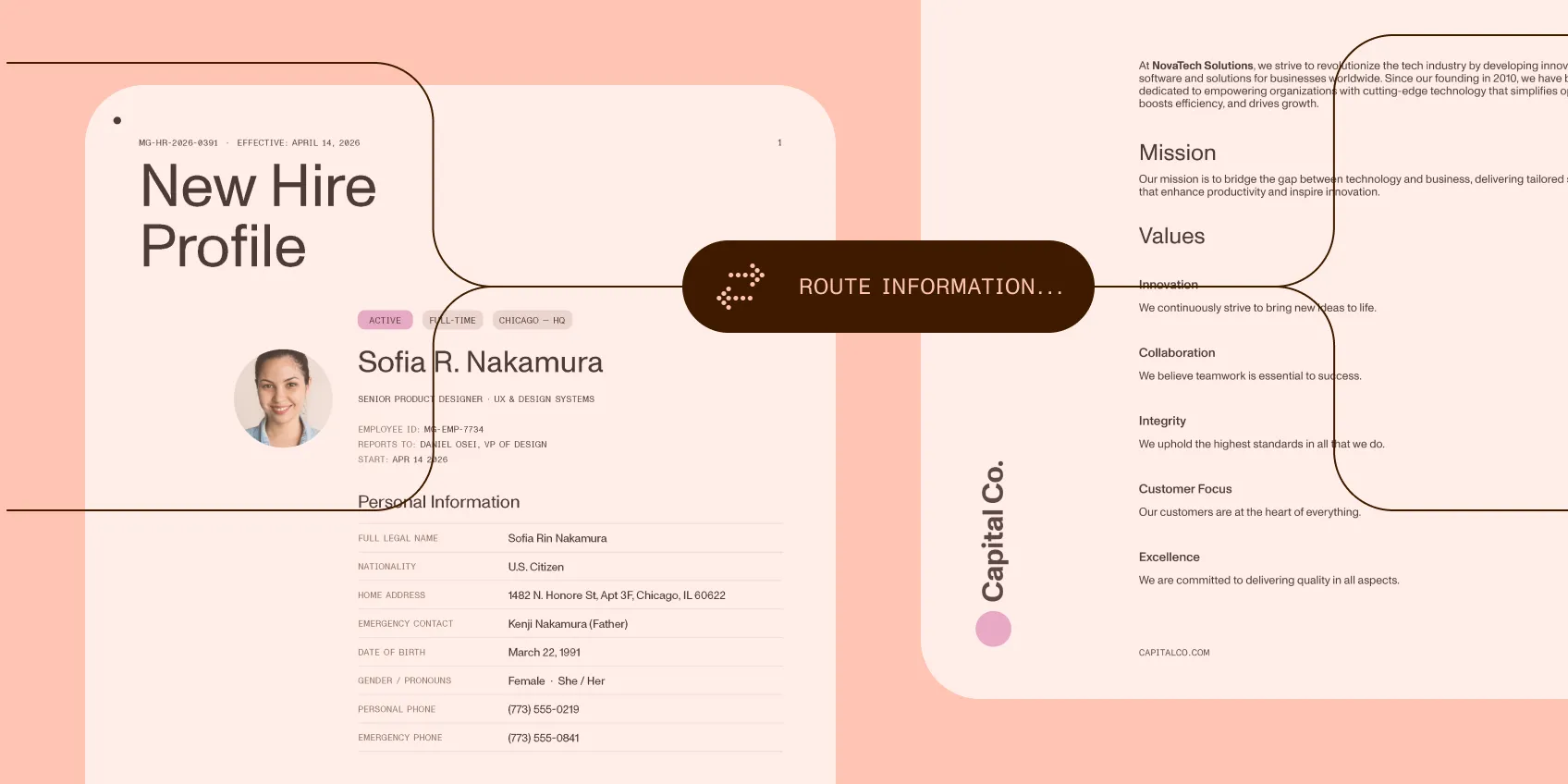 Missing information routed to its owner as the completed record moves into the next system.