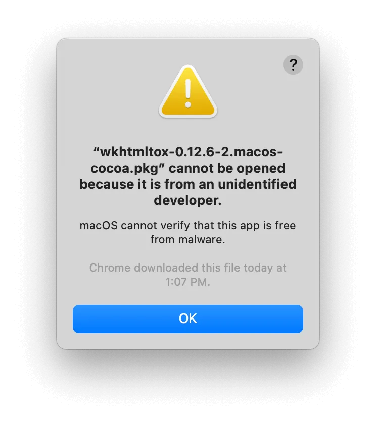 Screenshot showing the error