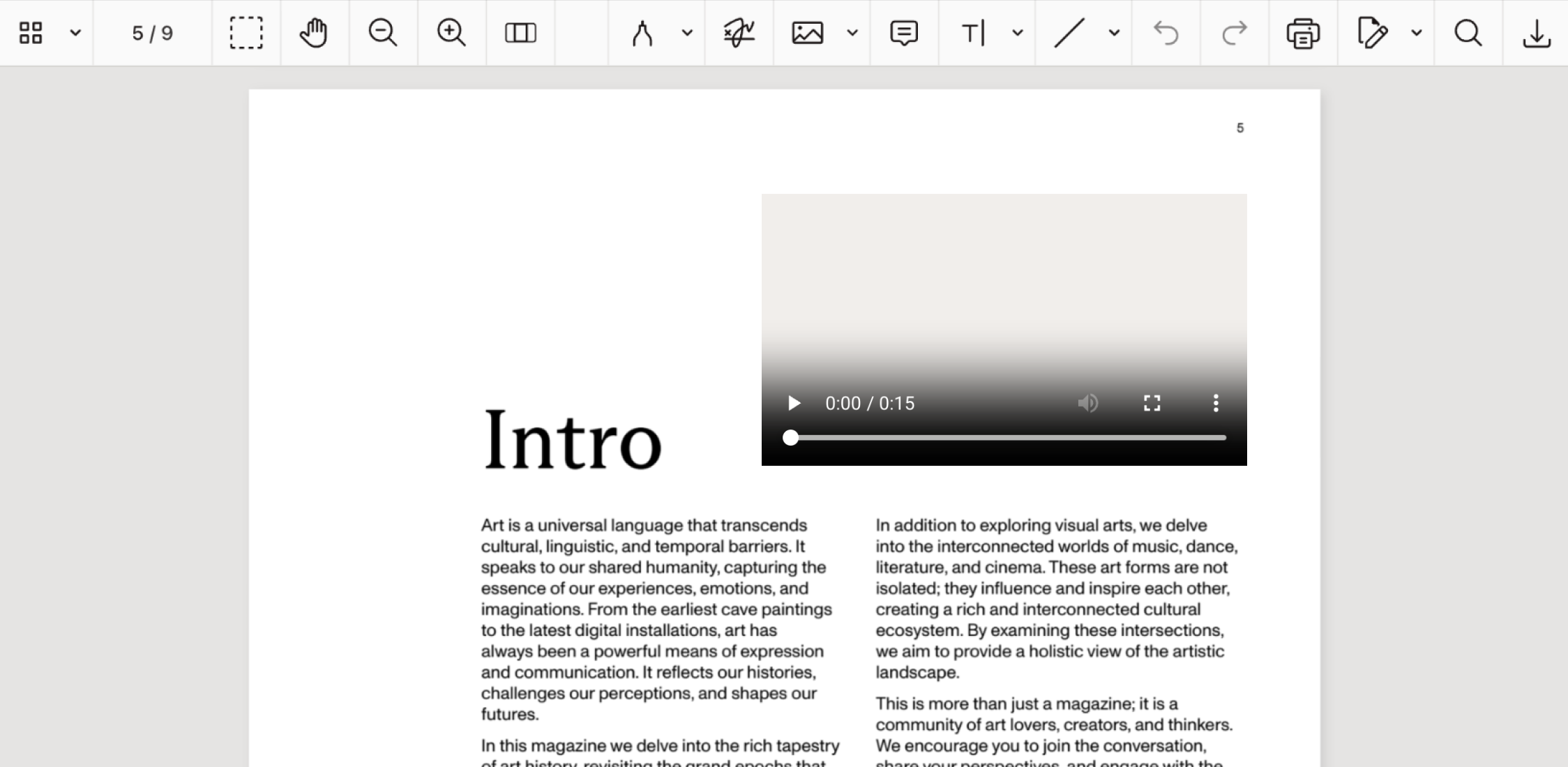 Video widget in PDF document