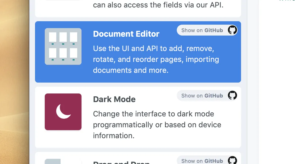 A screenshot of the two new icons for the new Catalog examples