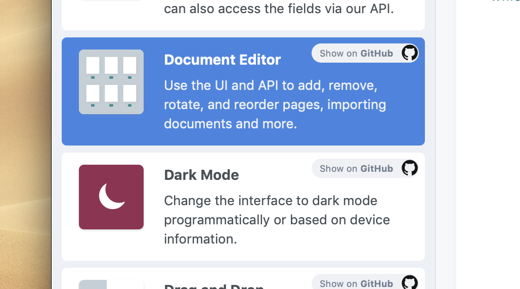 A screenshot of the two new icons for the new Catalog examples