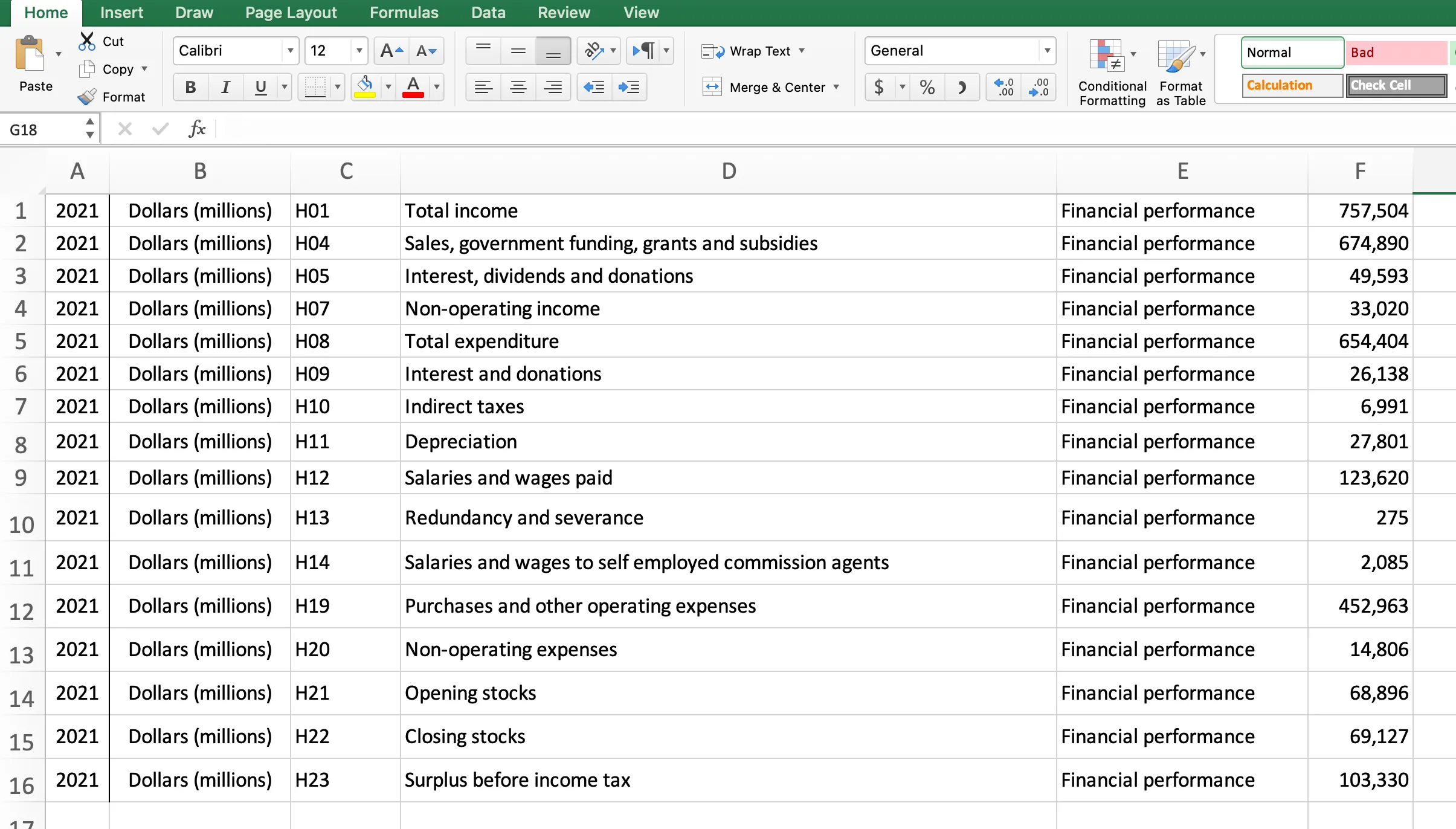 Excel sheet