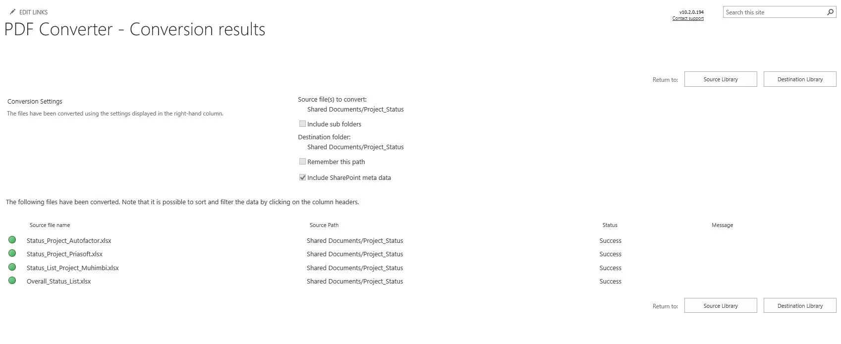 result page