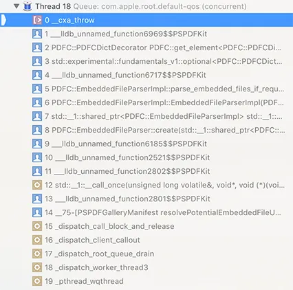Exception stack trace