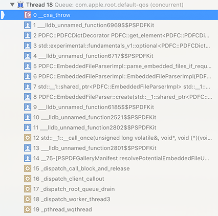 Exception stack trace