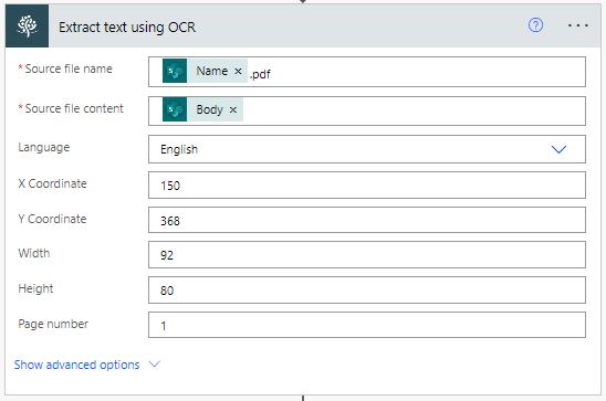 Extract text using OCR