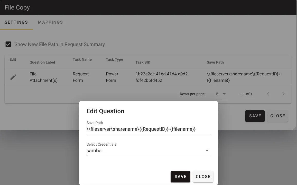 File Copy task configuration settings