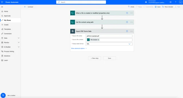 fill pdf forms using power automate
