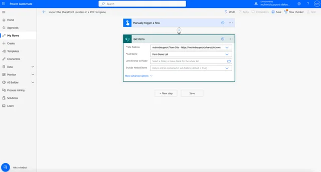 power automate flow to import lists