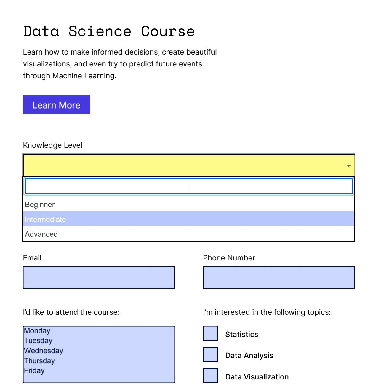 Filling form fields